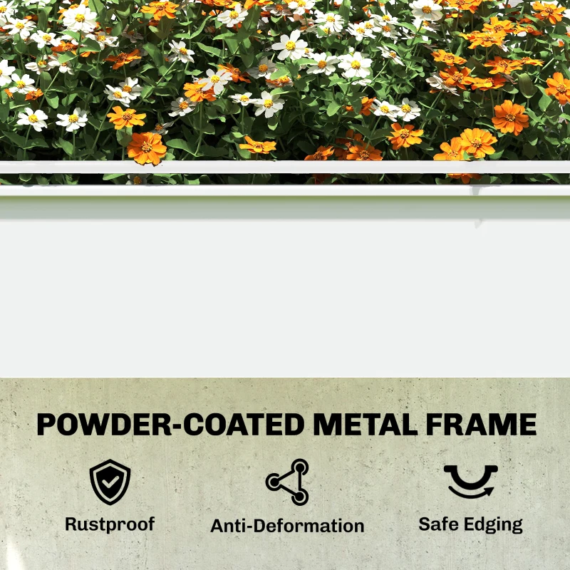 Outsunny Raised Garden Bed with Flip-Up Greenhouse Cover, Metal Elevated Garden Bed with Legs and Drainage Hole, White
