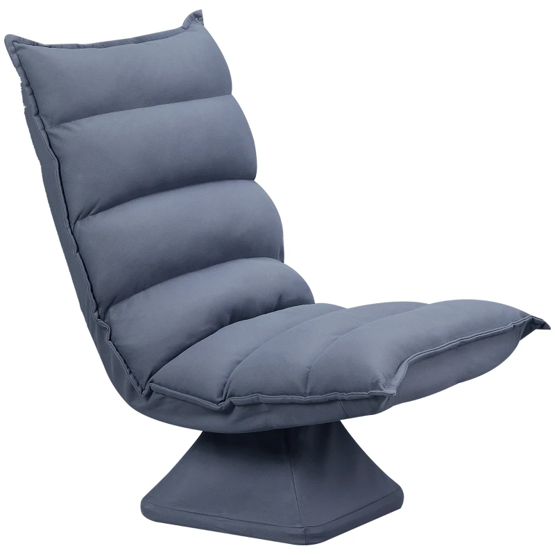 HOMCOM Swivel Floor Chair with Back Support, Microfiber Adjustable Video Gaming Chair for Reading, Lounging, Meditating, Gray