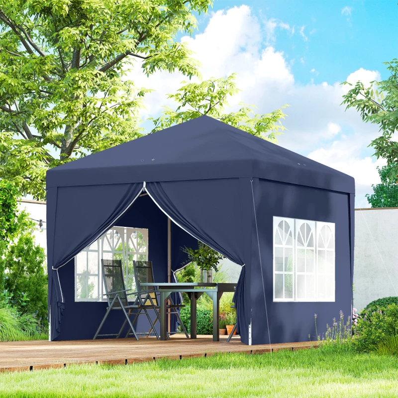 Outsunny 10'x10' Outdoor Pop Up Party Tent Wedding Gazebo Canopy with Carrying Bag (Blue)