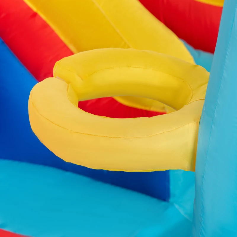 Outsunny 5-in-1 Inflatable Water Slide, Rocket Themed Kids Bounce House with Slide, Pool, Water Cannon, Hoop, Climbing Wall Includes Carry Bag, Repair Patches, without Air Blower