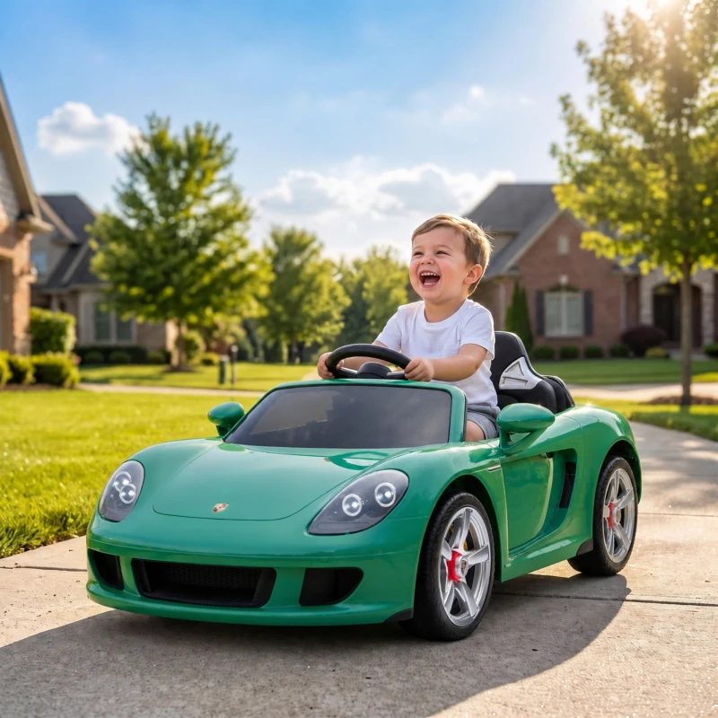 Qaba 12V Kids Ride On Car, Licensed Porsche Carrera GT with Remote, Rear Suspension, Smooth Start for Ages 3-6, Green