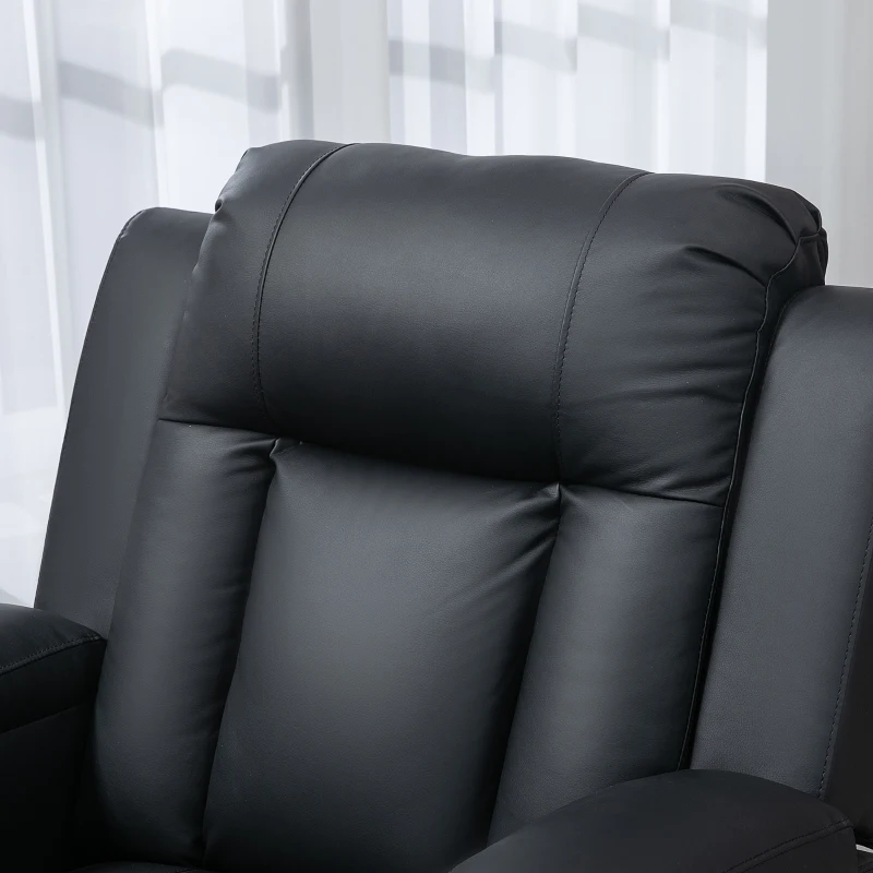 HOMCOM Swivel Massage Recliner Chair Rocker, Overstuffed Manual Reclining Sofa, PU Leather Rocking Chair with Side Pockets, Cup Holders, for Living Room, Nursery, Black