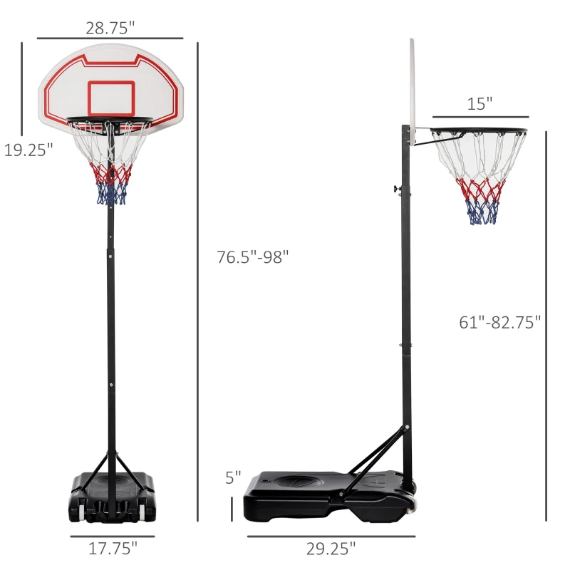 Soozier Portable Kids Basketball Hoop with Wheels