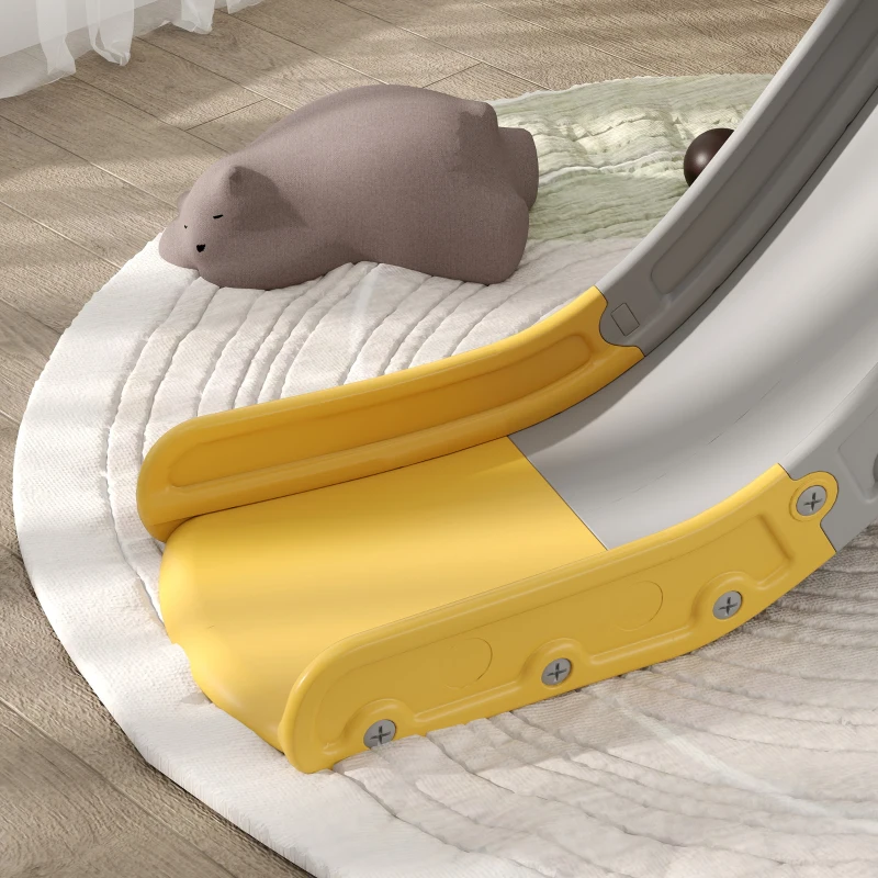 Qaba 3 in 1 Toddler Slide with Basketball Hoop, Climber, Duck Pattern for Kids 1-3 Years, Yellow