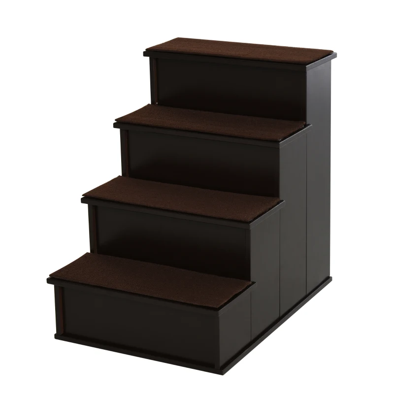 PawHut Pet Stairs, Small Pet Steps with Cushioned Removable Covering for Dogs and Cats Up To 22 lbs, Brown