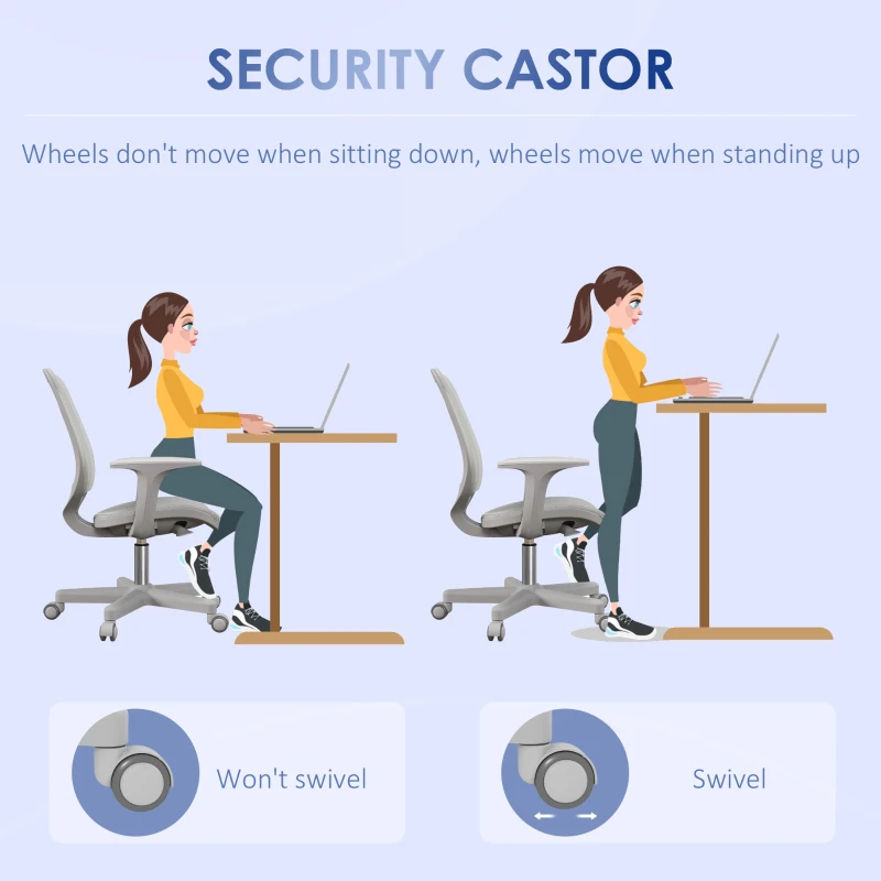 Vinsetto Office Chair, Small Computer Desk Chair with Mesh Back, Swivel Castors, Arm, Grey