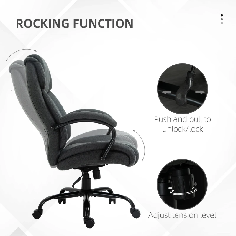 Vinsetto Linen Computer Desk Chair, Executive Office Chair with Spring Padding and Swivel Wheels, Charcoal Grey
