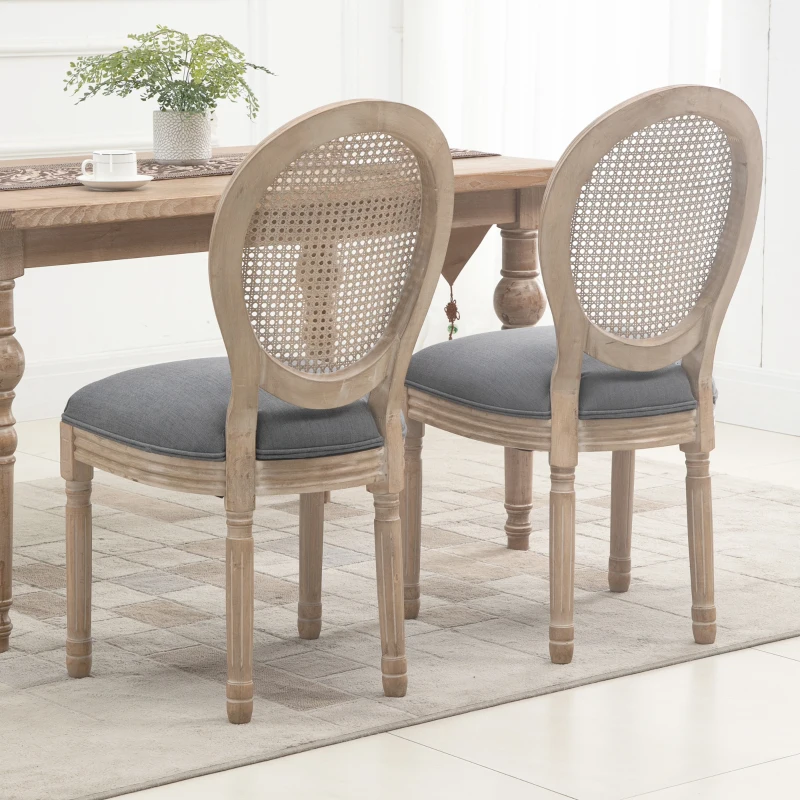 HOMCOM French-Style Upholstered Dining Chair Set, Gray