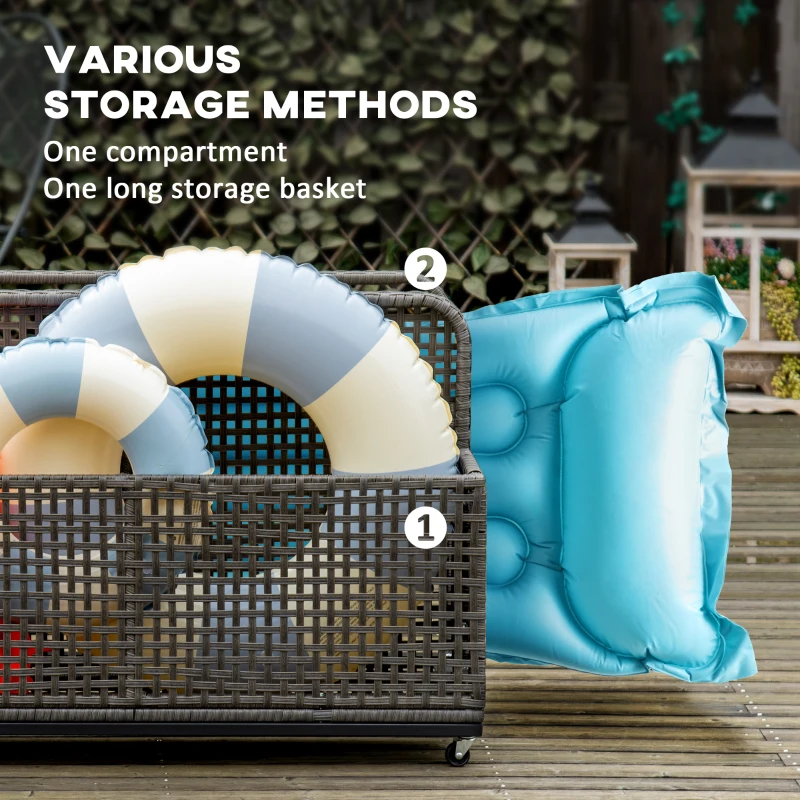 Outsunny Pool Float Storage, Pool Caddy, with Wheels, 43.25" L x 22.5" W x 28" H, Light Gray