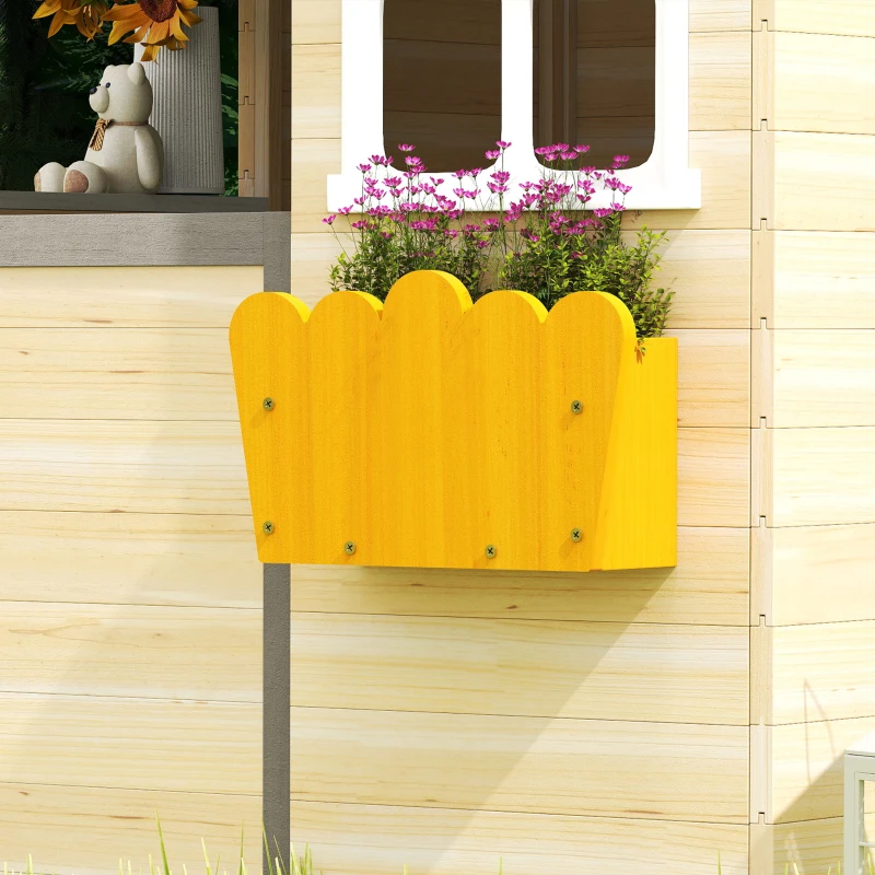 Outsunny Outdoor Playhouse, Wooden Kids Playhouse with Working Door, Windows, Bench, Service Station, Flower Pot Holder, Cottage Play House for 3-7 Years Old Pretend Play, Natural