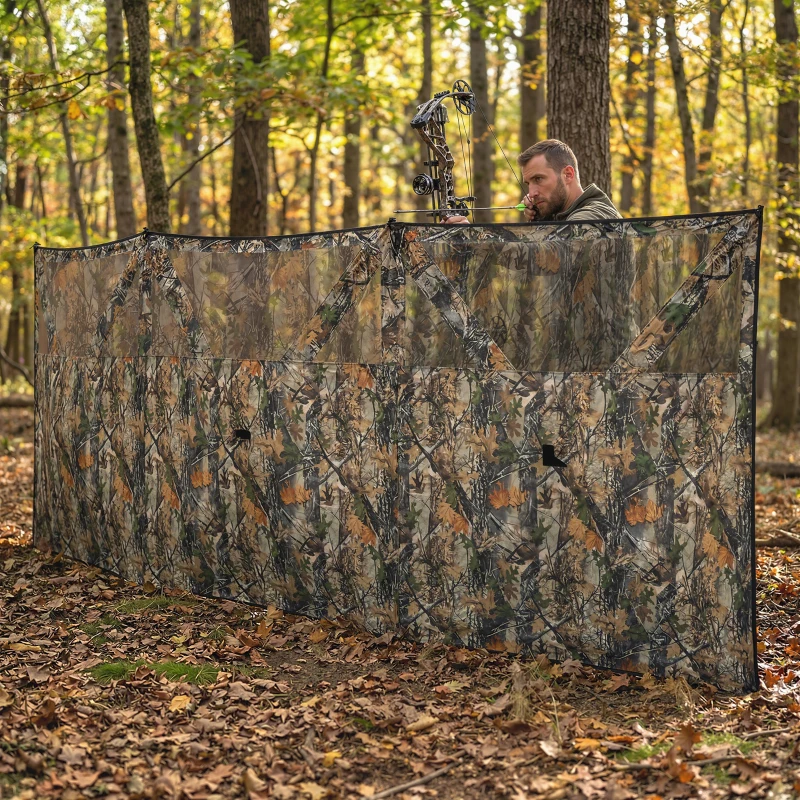 Outsunny Camping Hunting Blind, 3-Panel Blind See Through for Hunting Camping 176" x 58.3" Camouflage