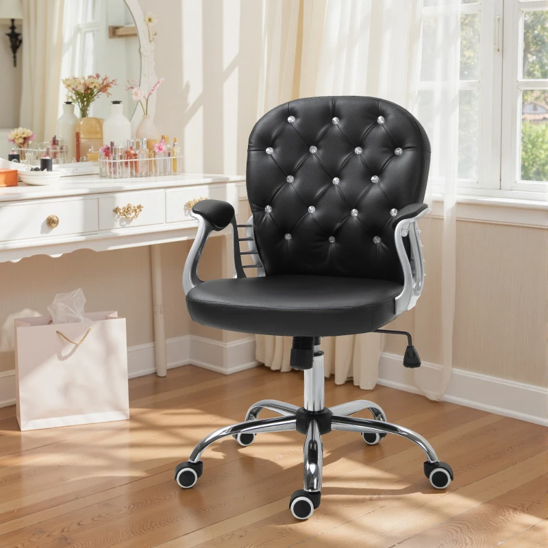 Vinsetto Office Chair, Comfortable Computer Desk Chair with Padded Seat and Adjustable Height, Tufted Back, Black