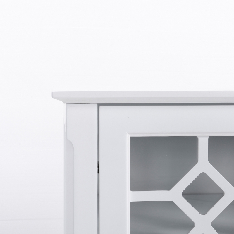 HOMCOM Sideboard Buffet Cabinet, Kitchen Storage Cabinet, Glass Door Accent Cabinet with Adjustable Shelves, White