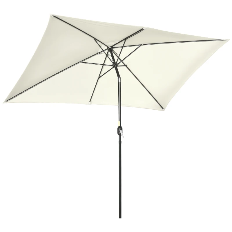 Outsunny 6.5x10ft Rectangle Aluminum Tilt Patio Umbrella, Garden Market Parasol, Outdoor Sunshade Canopy with Crank, Cream White