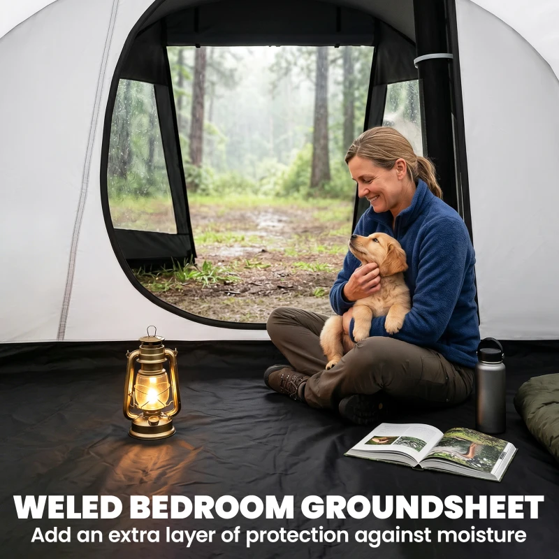 Outsunny 3-4 Person Easy Setup Cabin Tent with Two Room, Waterproof & UV30+ Camping Tent with Carrying Bag, Charcoal