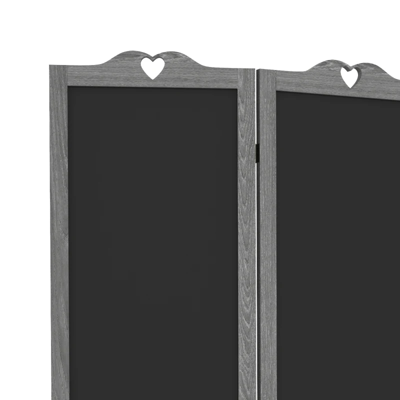 HOMCOM Wooden Room Divider with Blackboard, 4 Panel Folding Privacy Screen for Home Office, 5.5', Gray