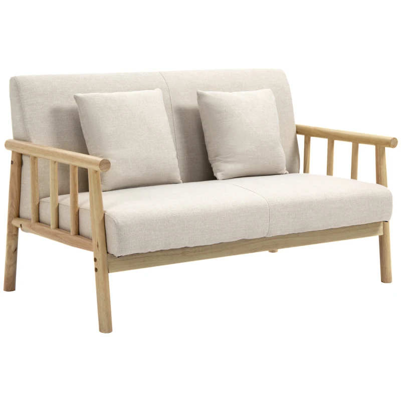 HOMCOM 48" 2 Seater Couch for Small Spaces, Modern Loveseat Sofa for Bedroom, Living Room Furniture, Small Couch, Beige