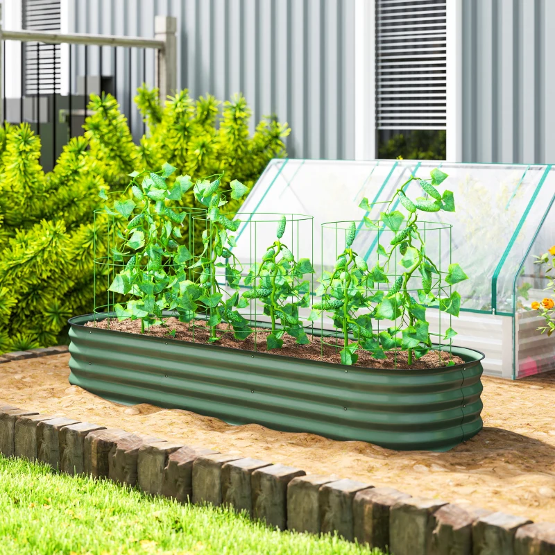 Outsunny 6.4' x 2' x 1' Galvanized Raised Garden Bed Kit, Metal Planter Box with Safety Edging, Green