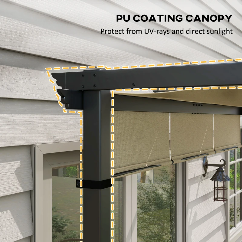 Outsunny 10' x 10' Metal Pergola, Outdoor Pergola with Retractable Canopy, for Garden, Patio, Backyard, Deck
