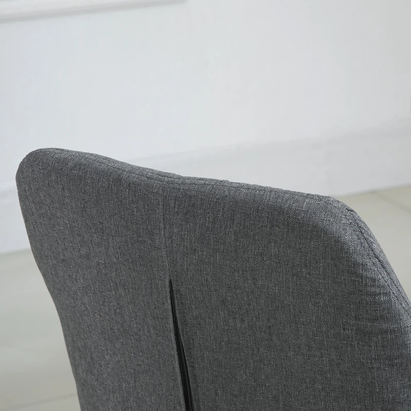 HOMCOM Modern Dining Chairs Set of 2, Button Tufted High Back Accent Chairs with Upholstered Seat, Steel Legs for Living Room, Kitchen, Study, Dark Grey