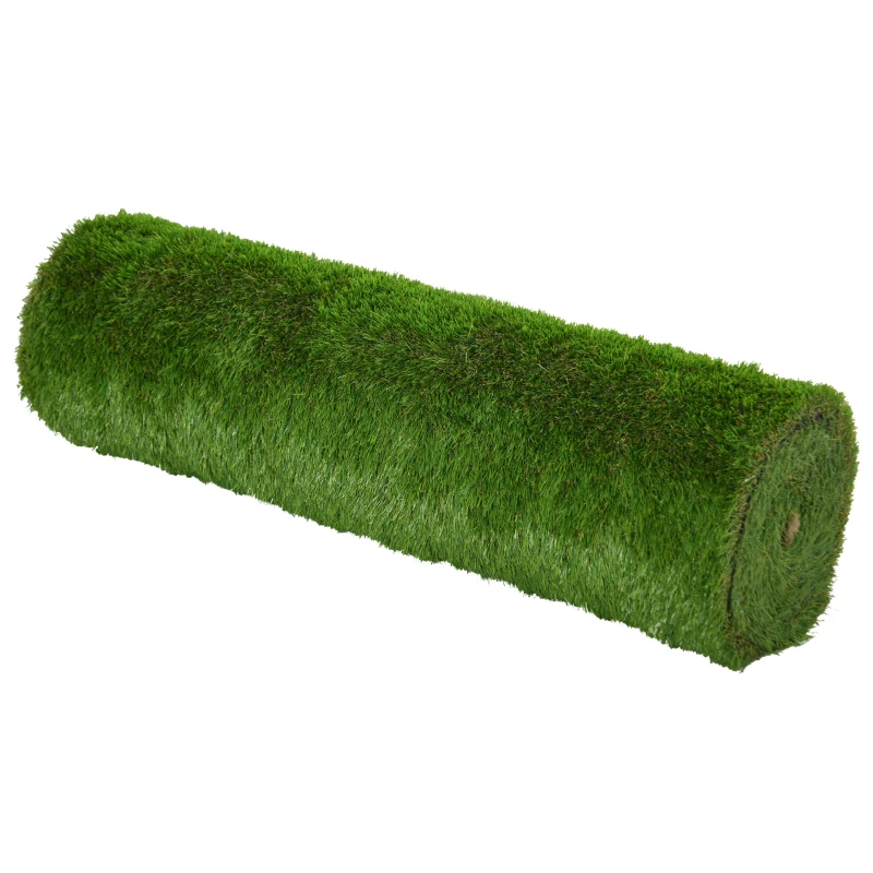 Outsunny 13' x 3.3' Synthetic Artificial Grass Turf Realistic Fake Thick Grass with UV Protection & Drain Holes, Outdoor Easy to Clean Lawn Pet Turf with High Density, 1.6'' Height