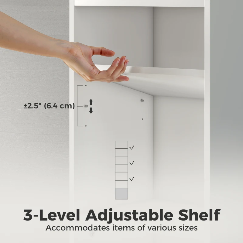 HOMCOM 7-Tier Bookcase, Display Shelf Unit with Adjustable Shelf and Cabinet, White