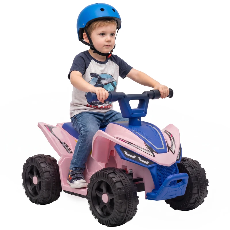 Qaba Kids ATV, 6V Battery Powered Kids Quad with 4 Wheeler, Handlebar Button Control, Max 1.2MPH, Max 55lbs Load, Blue