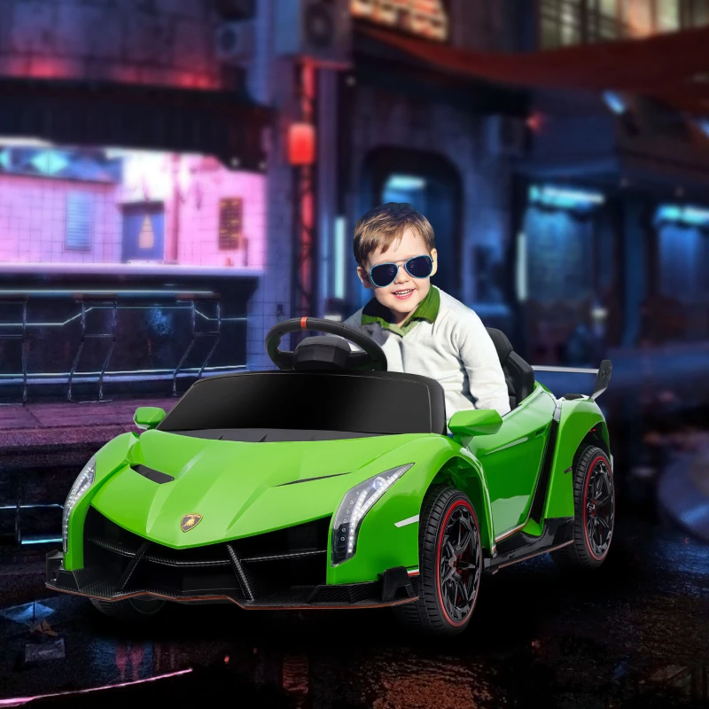 Aosom Lamborghini Veneno Licensed 12V Electric Kids Ride on Car with Remote for 3-6 Years, Green(m-2)