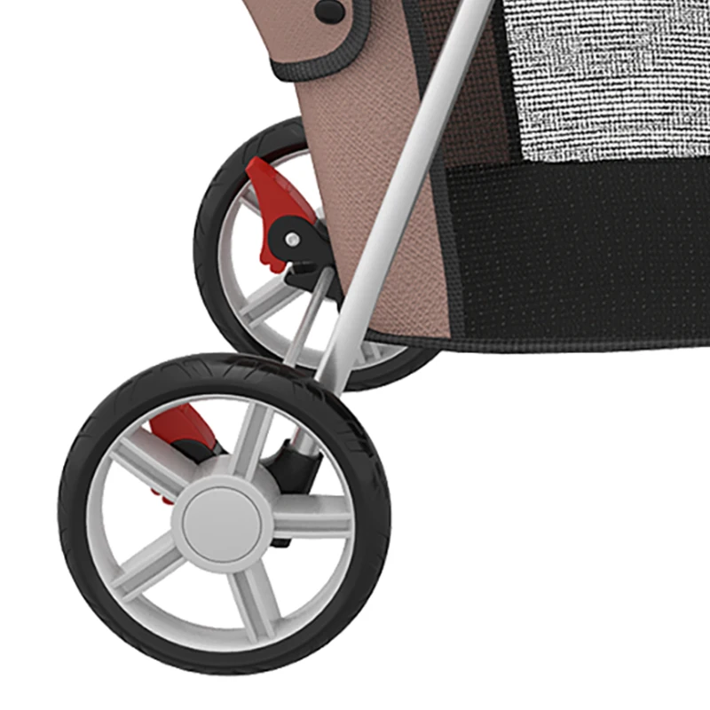 PawHut Pet Stroller for Dogs & Cats, Foldable Dog Stroller with Wheels, Reflective Strips, Brake, Pad and Basket, Coffee