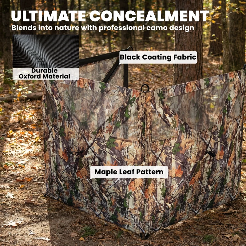 Outsunny Camping Hunting Blind, 3-Panel Blind See Through for Hunting Camping 176" x 58.3" Camouflage