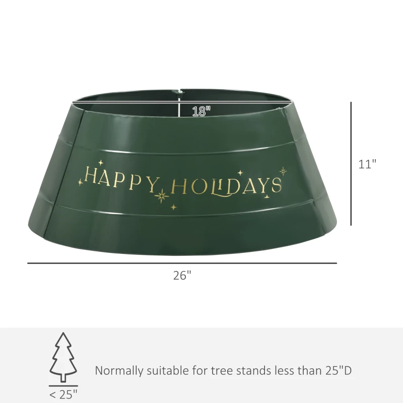 HOMCOM Christmas Tree Collar, Steel Tree Ring Skirt, Home Xmas Decoration for Christmas Tree, 26" x 26" x 11", Green