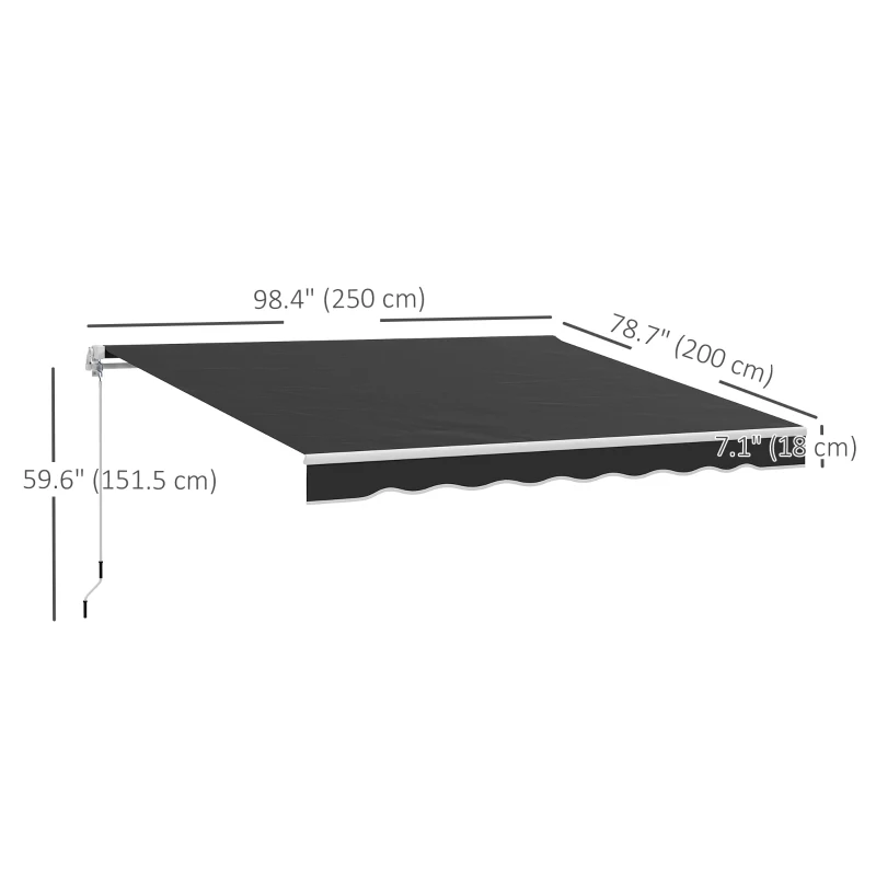 Outsunny 8' x 7' Retractable Awning, Patio Awnings, Sunshade Shelter with 280 g/m² UV & Water-Resistant Fabric, Black