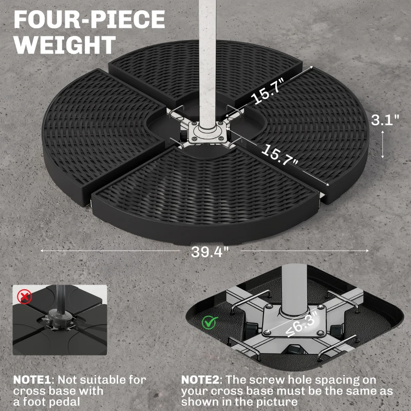 Outsunny HDPE Material Patio Umbrella Base Weights Sand Filled up to 150 Lb. for Any Offset Umbrella Base | 4-Piece