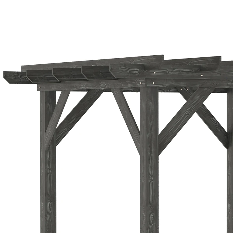 Outsunny 10' x 10' Patio Pergola, Weather-Resistant Cedar Wood, Backyard Cover for Porch Party, Grape Garden, Vineyard, Ivy Vine, or Climbing Plants, Black