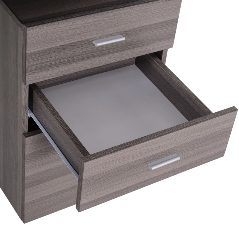 HOMCOM 47" Computer Desk Writing Table Workstation with Multi-Use Reversible 3 Drawers Metal Frame Home Office Furniture, Dark Wood Grain