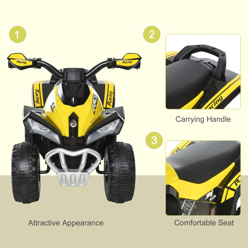 Aosom NO Power Kids Ride On Push Car, w/ Music, Lights for 1.5-3, Yellow