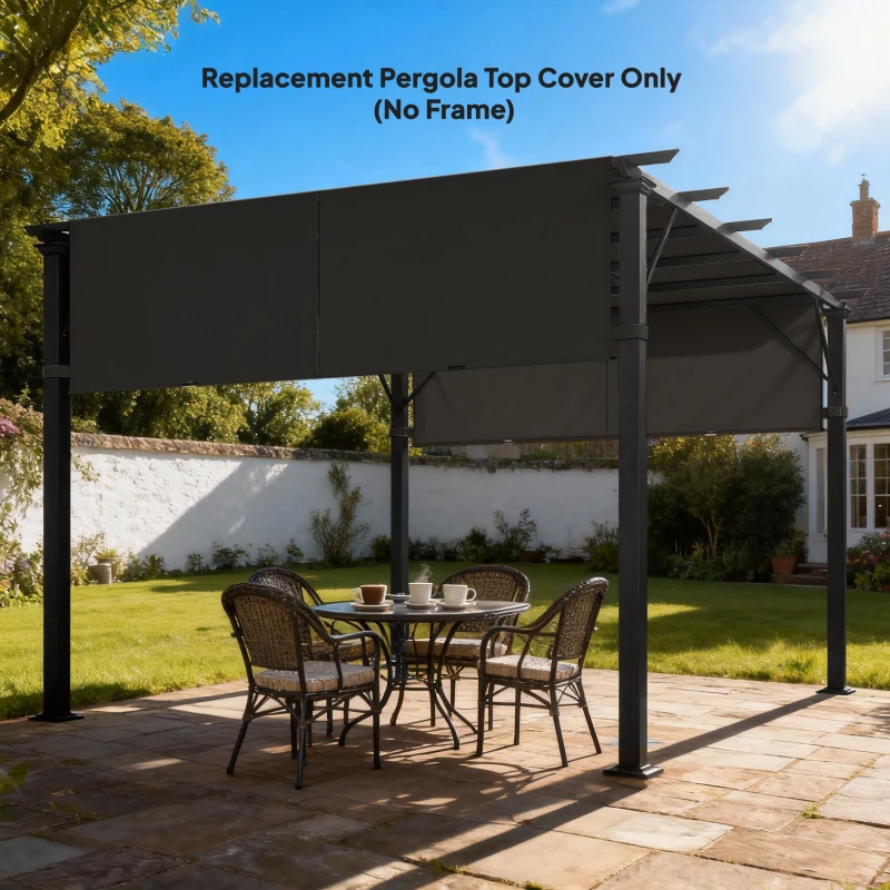 Outsunny 2 Pcs UV Protection Pergola Replacement Canopy, Pergola Shade Cover, Easy to Install, for 10' x 10' Pergola, Black
