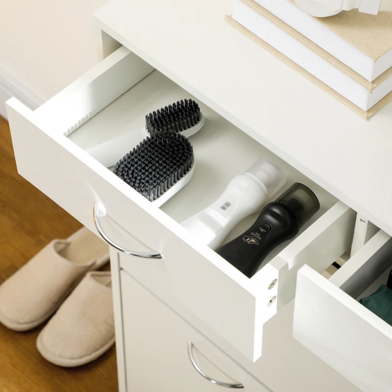 HOMCOM Narrow Shoe Storage with 2 Flip Drawers and Adjustable Shelves Shoe Cabinet Organizer for 12 Pairs of Shoes, White