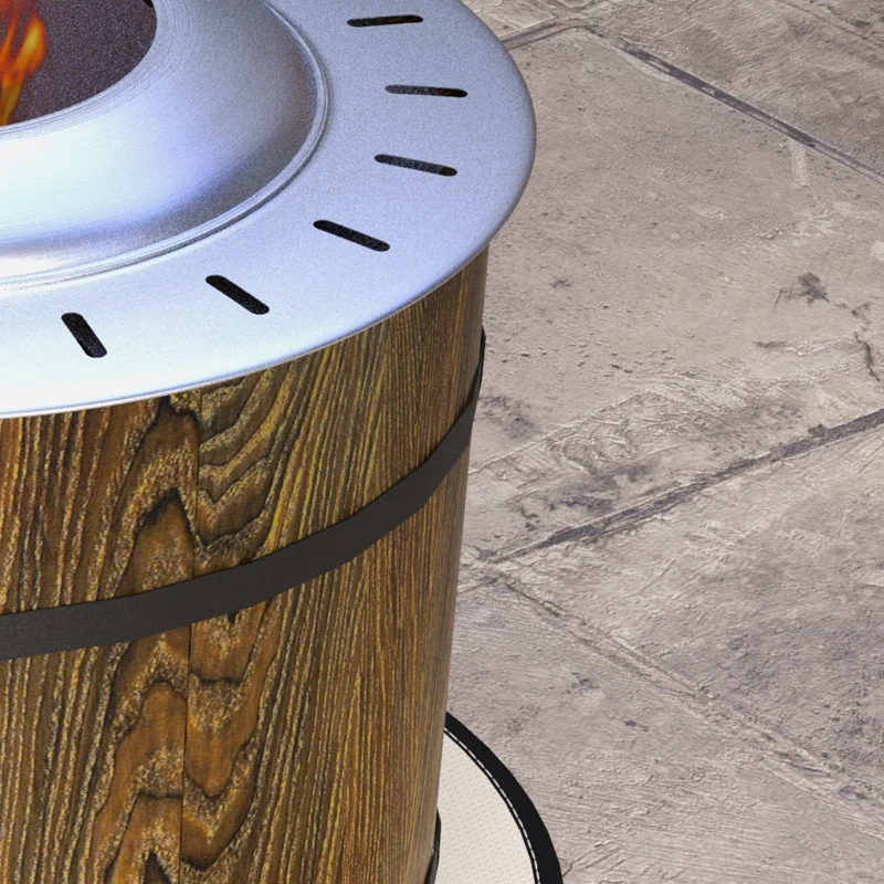 Outsunny Smokeless Fire Pit, Portable Camping Bonfire Stove with Mat for Backyard, Patio, Picnic, Magnesium Oxide, Brown