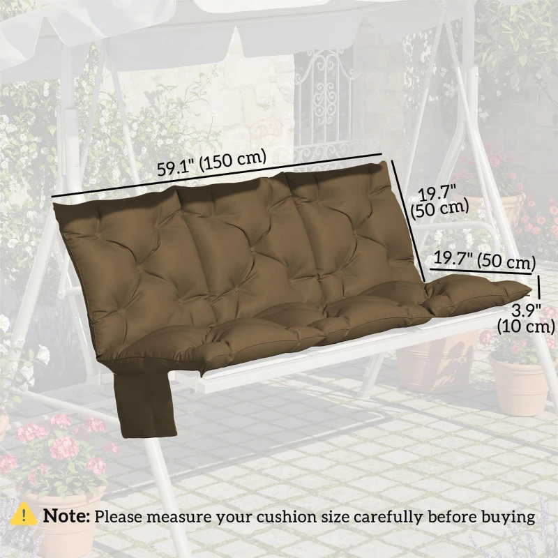Outsunny Bench Cushion Water-Repellent Outdoor Furniture Pad Seater Swing Chair 59.1" x 39.4" Khaki