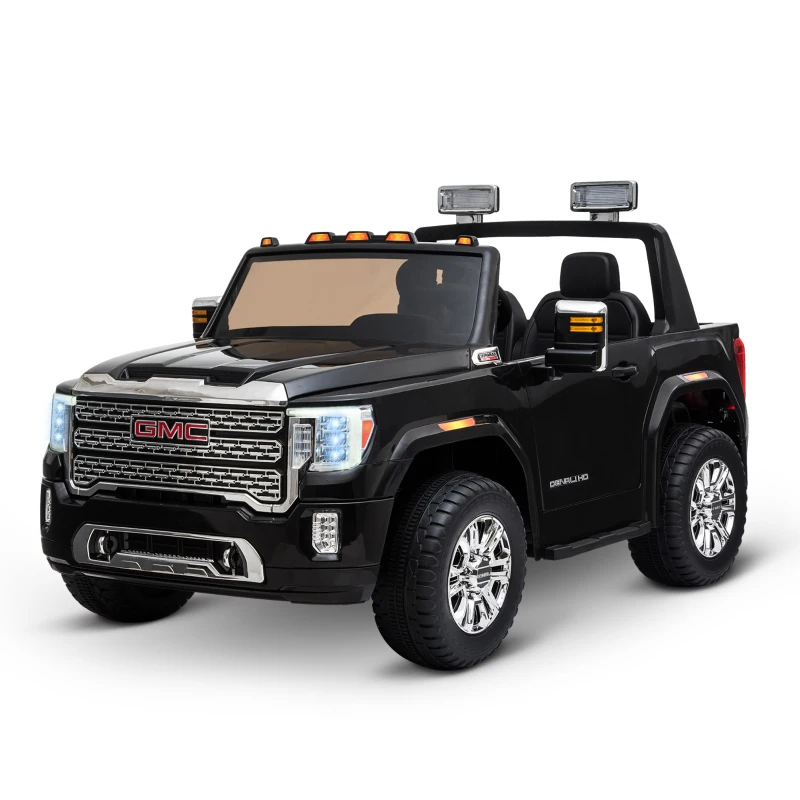 Aosom 12V GMC Sierra HD Battery Kids Ride On Car with Remote Control, Bright Headlights, & Working Suspension, Black(m-11)