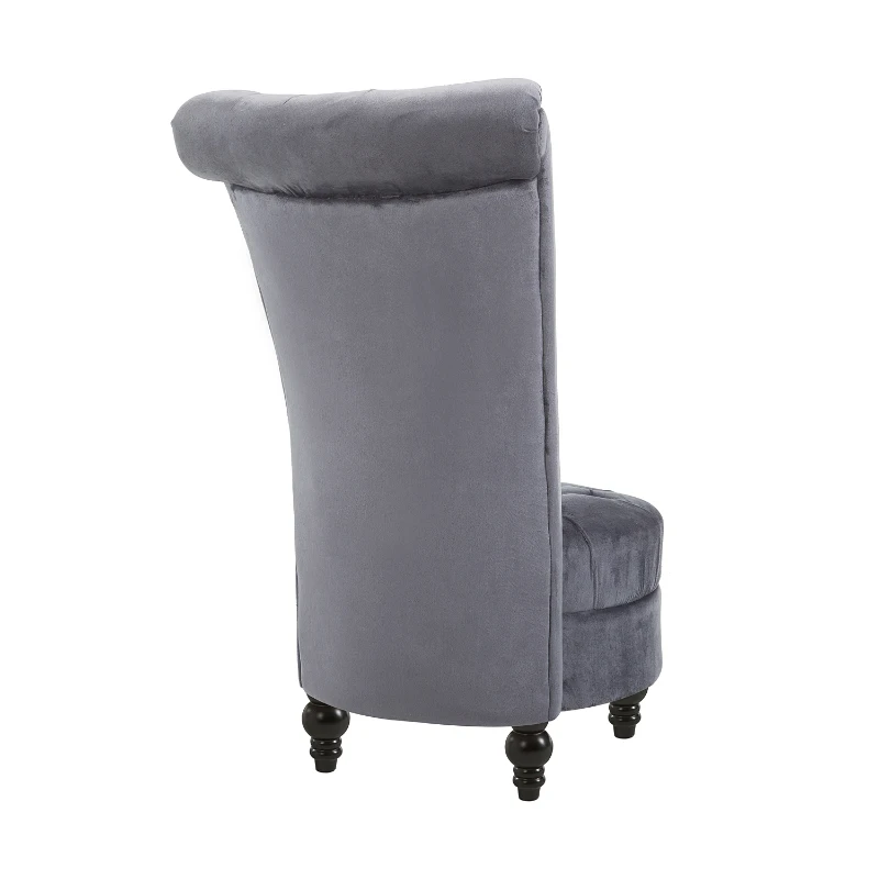 HOMCOM Retro High Back Armless Accent Chair, Fabric Upholstered Tufted Chair for Living Room, Dining Room and Bedroom, Gray