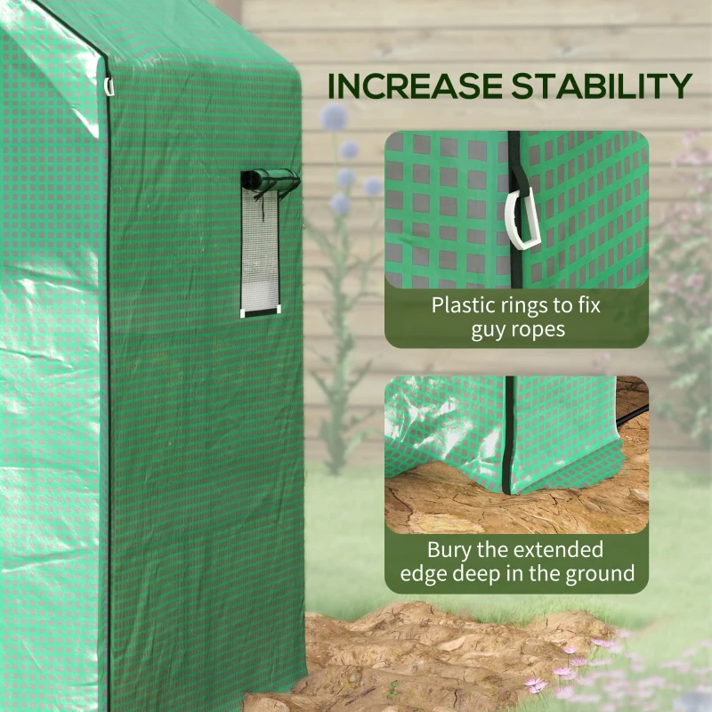 Outsunny Set of 2 Model 01-0472 Walk-in Greenhouse Cover Replacements, 55" x 56.25" x 74.75" Reinforced Anti-Tear PE Hot House Covers, Green & White