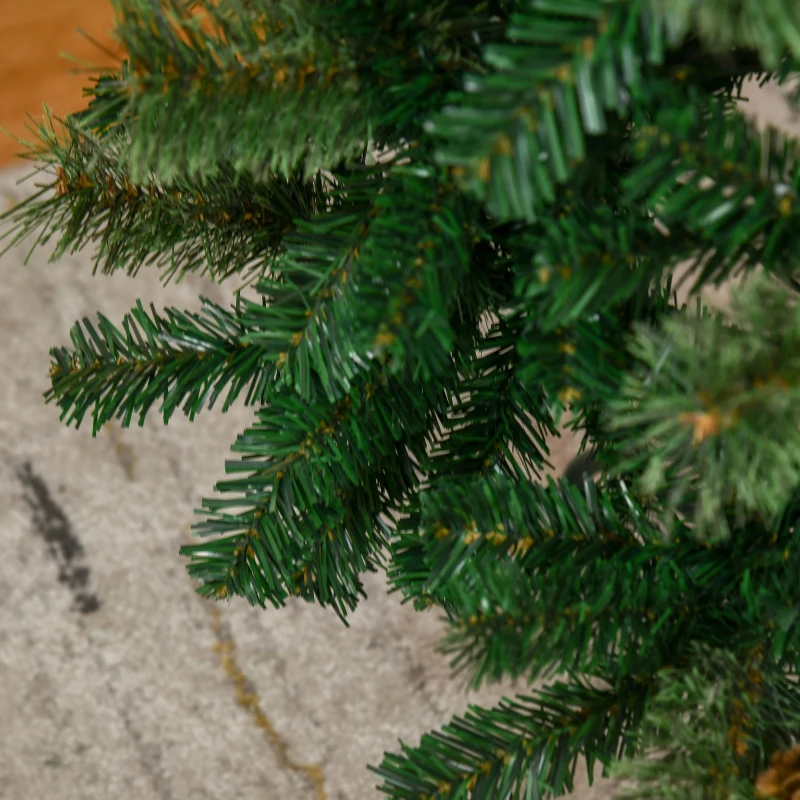 HOMCOM 7.5 Foot Pencil Artificial Christmas Tree, Slim Pine Needles Xmas Tree with Realistic Branches, Pine Cones, Metal Base, Green