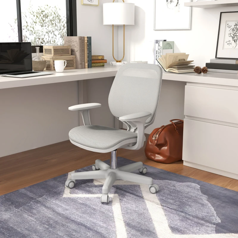 Vinsetto Office Chair, Small Computer Desk Chair with Mesh Back, Swivel Castors, Arm, Grey