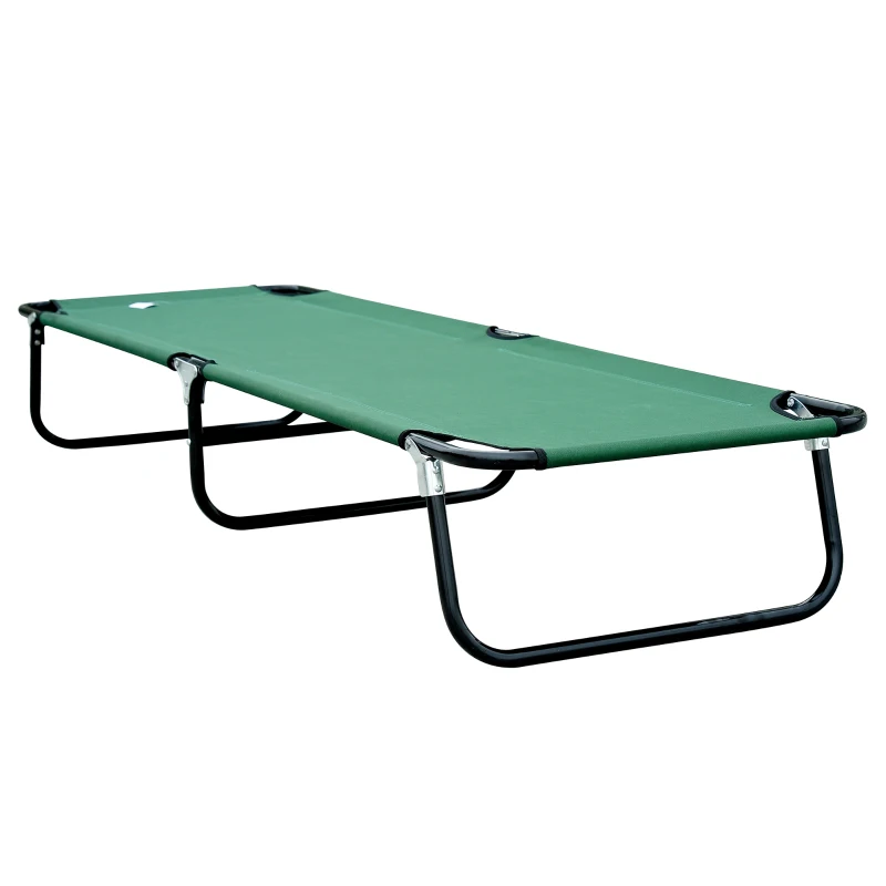 Outsunny Folding Camping Cot for Adults Portable Outdoor Sleeping Bed for Office Beach Home, Green