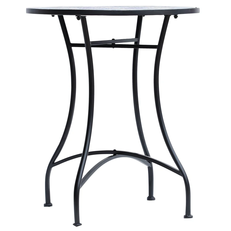 Outsunny 23.6" Mosaic Round Patio Table with Ceramic Tabletop, Outdoor Furniture, Multicolor