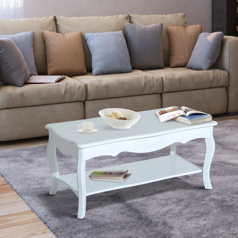HomCom 37" 2-Tier Water Resistant Wooden Country Cottage Style Accent Coffee Table