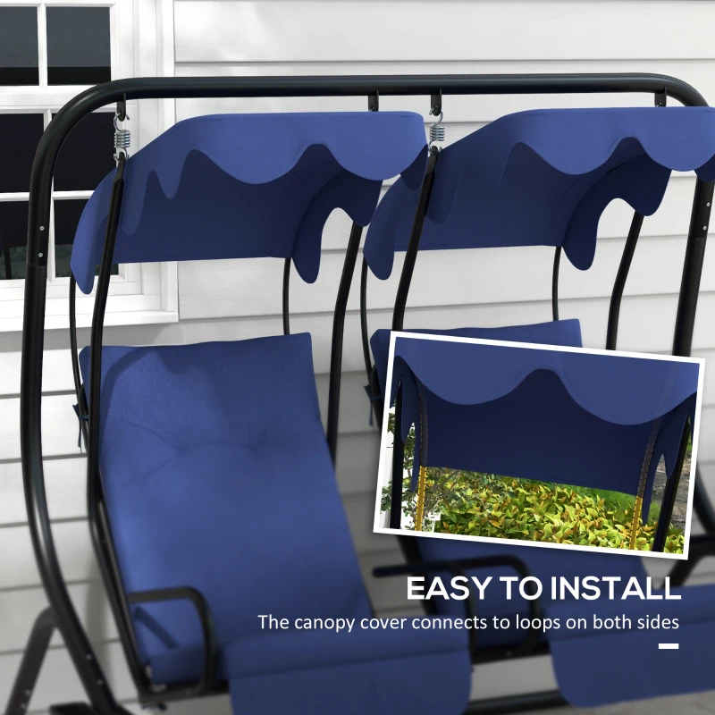 Outsunny 84A-052 Series 2-Seater Swing Canopy Replacement Top Cover, Blue
