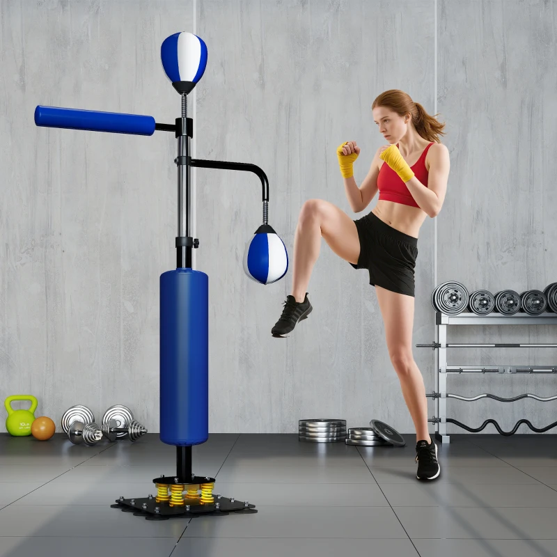 Soozier 4.6'-6.7' Speed Bag Boxing Bag Stand, Reflex Bag Boxing Training Equipment, Speed Punching Bag, Blue